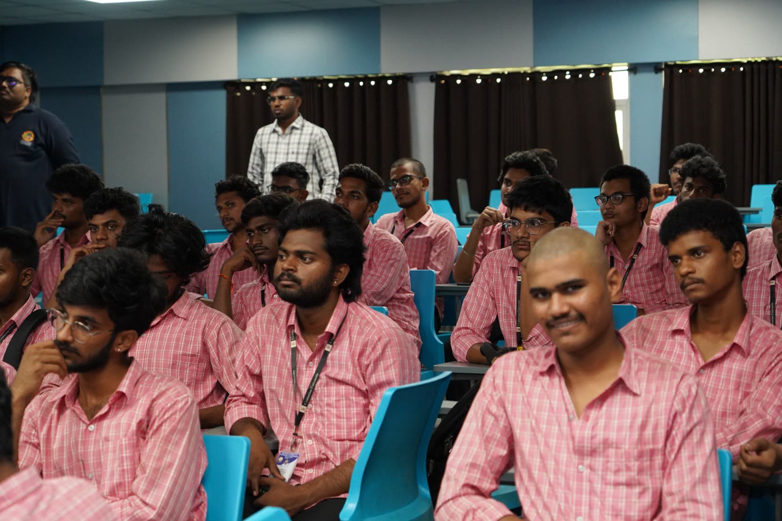 Students listening during the orientation session