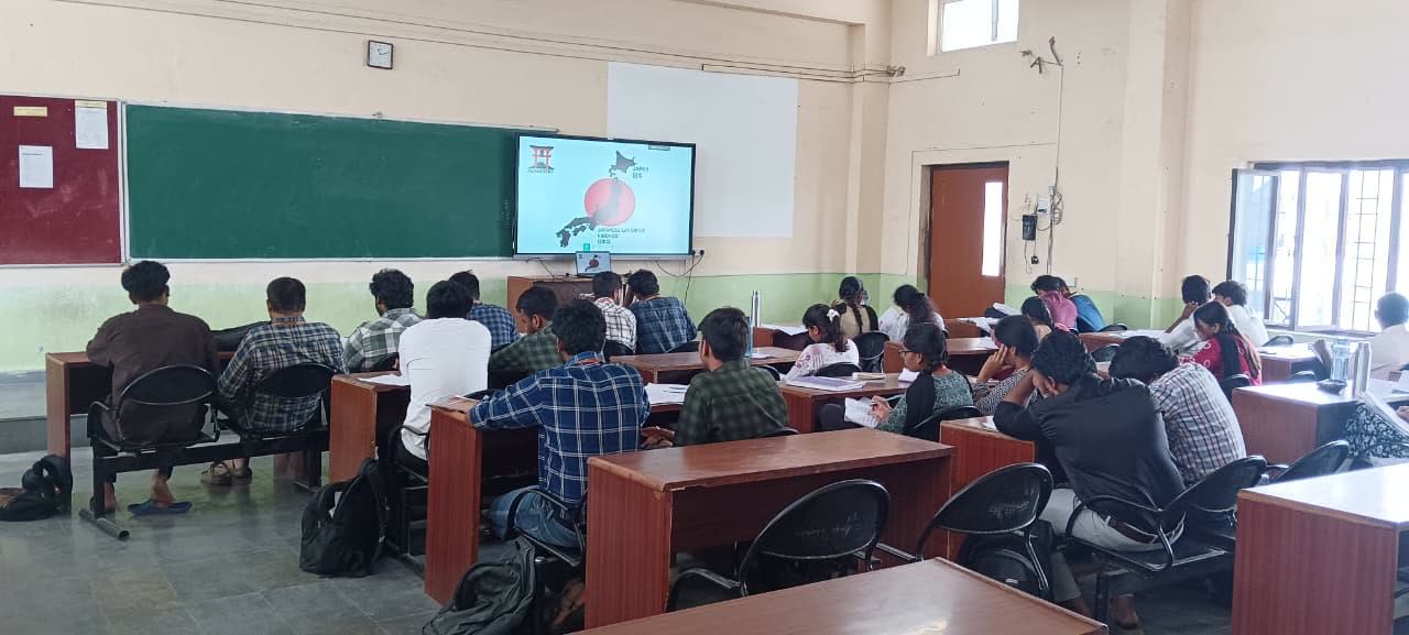Students attending a Japanese language session in a classroom