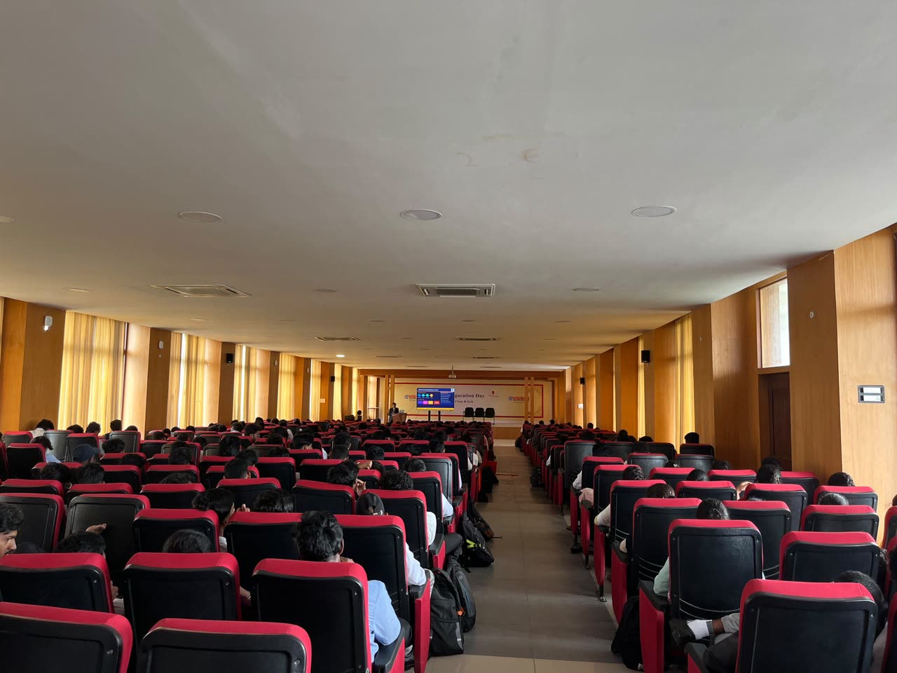 Wide view of the auditorium during the orientation